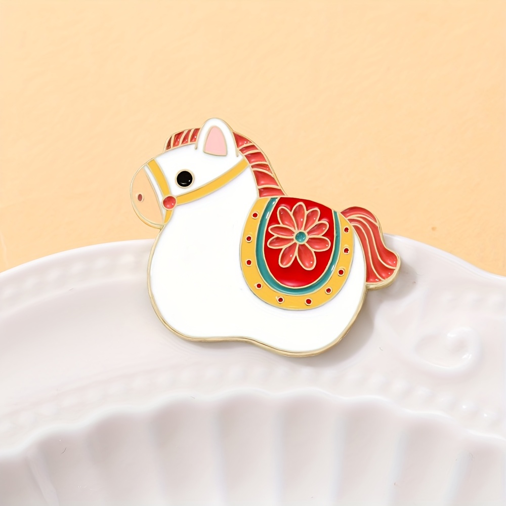 Vintage Horse Enamel Brooch, Cute National Style Accessory